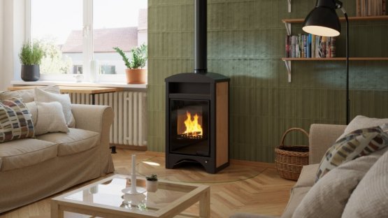 HS FLAMINGO Krbová kamna AQUAFLAM VARIO ® BARMA 11kW dlažba Javor (teplovzdušná verze)