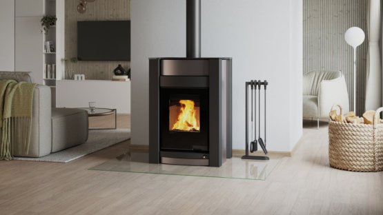 HS FLAMINGO Krbová kamna AQUAFLAM VARIO ® KALMAR 11kW šedá (teplovzdušná verze)