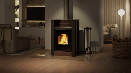 HS FLAMINGO Krbová kamna AQUAFLAM VARIO ® LEND 11/7kW hnědá - sametová, elektronická regulace