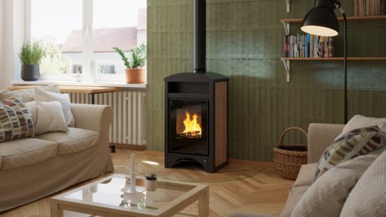 HS FLAMINGO Krbová kamna AQUAFLAM VARIO ® BARMA 11/7kW dlažba Bělený Dub, elektronická regulace