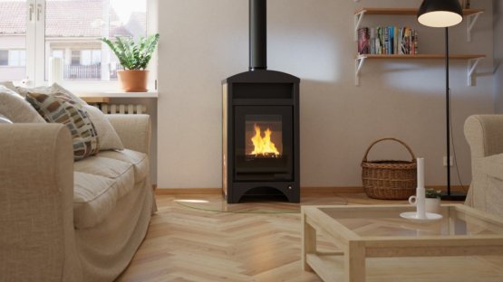 HS FLAMINGO Krbová kamna AQUAFLAM VARIO ® BARMA 11/7kW dlažba Ořech