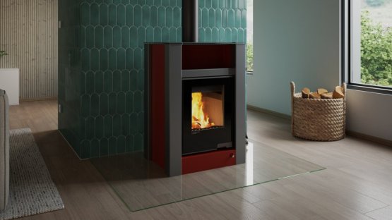 HS FLAMINGO Krbová kamna AQUAFLAM VARIO ® LEND 11/7kW červená, elektronická regulace