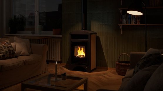 HS FLAMINGO Krbová kamna AQUAFLAM VARIO ® BARMA 11/7kW dlažba Javor, elektronická regulace