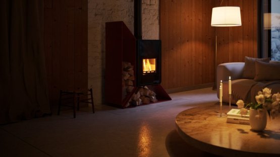 HS FLAMINGO Krbová kamna FLAMINGO DELUXE ® KAMPA levá, červená