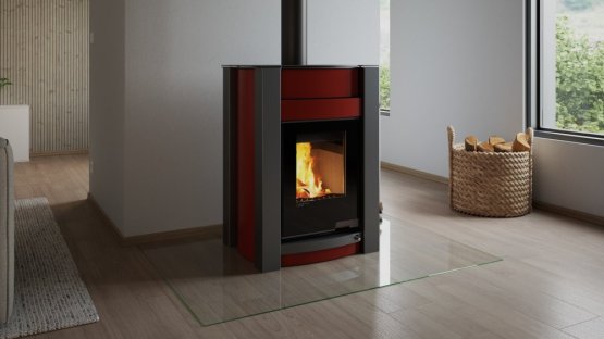 HS FLAMINGO Krbová kamna AQUAFLAM VARIO ® KALMAR 11/7kW červená, elektronická regulace