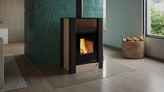 HS FLAMINGO Krbová kamna AQUAFLAM VARIO ® LEND 11/7kW krémová, elektronická regulace