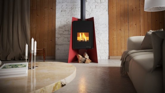 HS FLAMINGO Krbová kamna FLAMINGO DELUXE ® ISLAND, červená