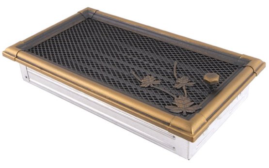 Krbová mřížka 16x32 cm, RETRO zlatá patina s žaluzií