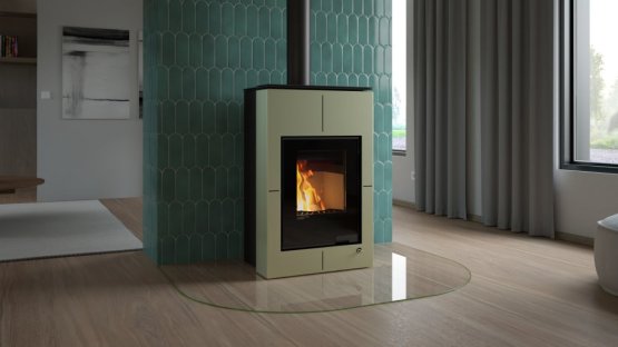 HS FLAMINGO Krbová kamna AQUAFLAM VARIO ® SAPORO 11/7kW olivová, elektronická regulace