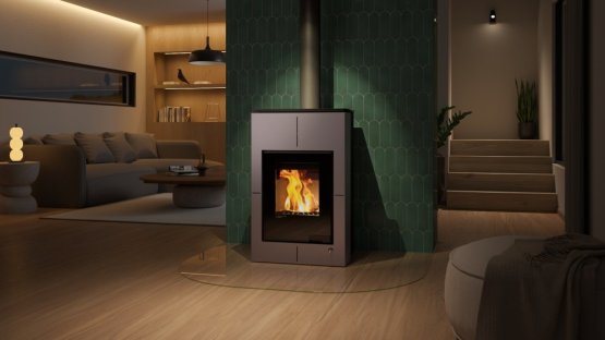 HS FLAMINGO Krbová kamna AQUAFLAM VARIO ® SAPORO 11kW šedá (teplovzdušná verze)