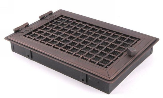 Krbová mřížka STYLOVÁ 21x32 cm, měděná patina s žaluzií