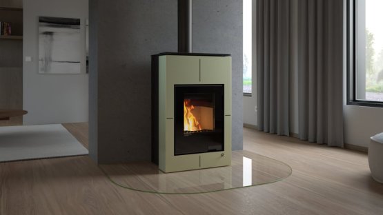 HS FLAMINGO Krbová kamna AQUAFLAM VARIO ® SAPORO 11/7kW olivová, elektronická regulace