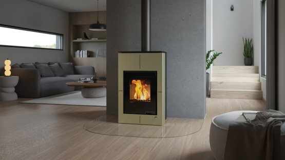 HS FLAMINGO Krbová kamna AQUAFLAM VARIO ® SAPORO 11/7kW olivová, elektronická regulace