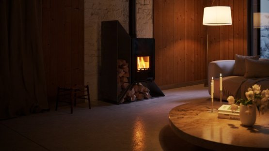 HS FLAMINGO Krbová kamna FLAMINGO DELUXE ® KAMPA levá, šedá