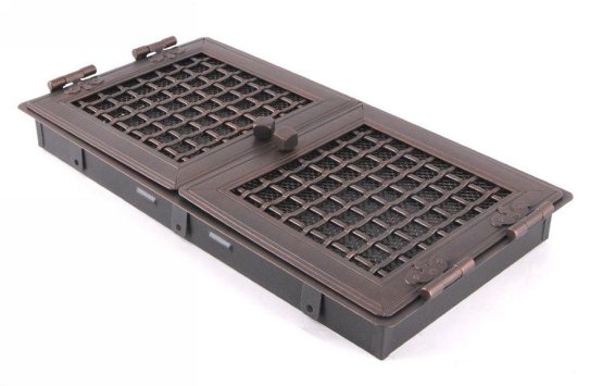 Krbová mřížka STYLOVÁ 21x43 cm, měděná patina s žaluzií