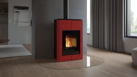 HS FLAMINGO Krbová kamna AQUAFLAM VARIO ® SAPORO 11/5kW červená, elektronická regulace
