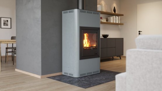 HS FLAMINGO Krbová kamna AQUAFLAM ® 17 s výměníkem - šedá, základní regulace