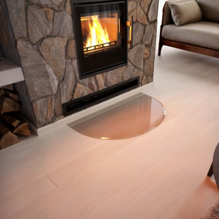 Sklo pod kamna - FLAMINGO Oblouk 700x450 mm, fazeta / R350 / 6 mm