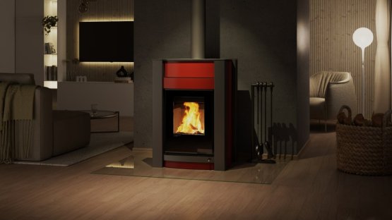 HS FLAMINGO Krbová kamna AQUAFLAM VARIO ® KALMAR 11/7kW červená, elektronická regulace