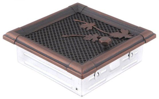 Krbová mřížka 16x16 cm, RETRO měděná patina s žaluzií