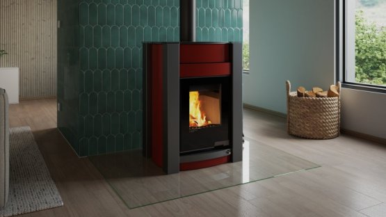 HS FLAMINGO Krbová kamna AQUAFLAM VARIO ® KALMAR 11/7kW červená, elektronická regulace