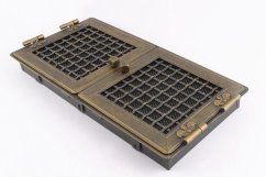 Krbová mřížka STYLOVÁ 21x43 cm, zlatá patina s žaluzií