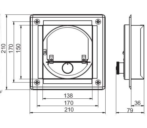 Regulátor komínového tahu čtvercový 140x140 mm