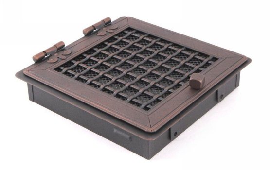 Krbová mřížka STYLOVÁ 21x21 cm, měděná patina s žaluzií