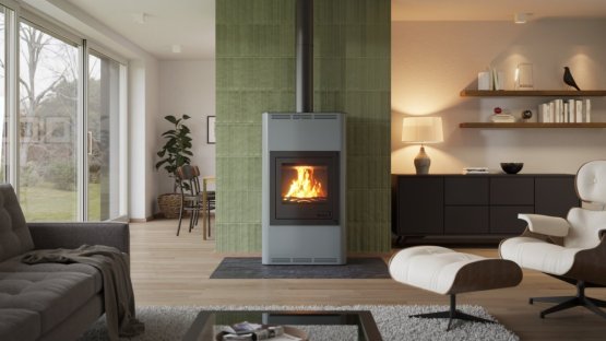 HS FLAMINGO Krbová kamna AQUAFLAM ® 17 s výměníkem - šedá, základní regulace