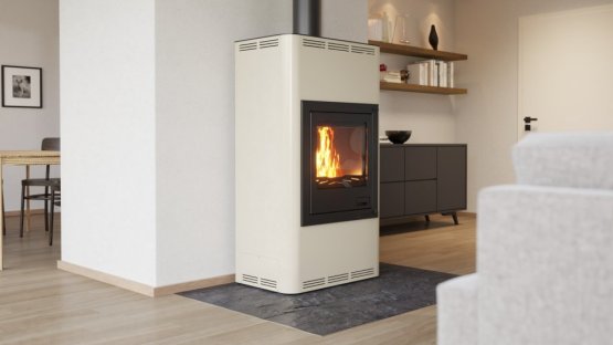 HS FLAMINGO Krbová kamna AQUAFLAM ® 17 s výměníkem - krémová, základní regulace