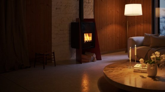 HS FLAMINGO Krbová kamna FLAMINGO DELUXE ® ISLAND, červená