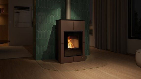 HS FLAMINGO Krbová kamna AQUAFLAM VARIO ® SAPORO 11kW hnědá - sametová (teplovzdušná verze)