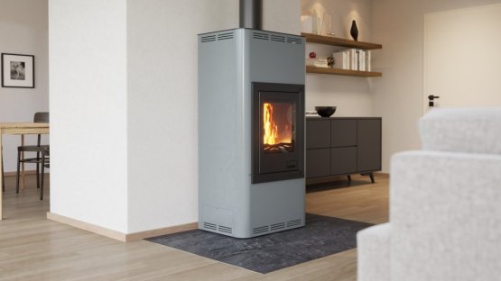 HS FLAMINGO Krbová kamna AQUAFLAM ® 7 s výměníkem - šedá, základní regulace