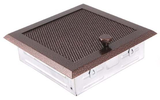 Krbová mřížka 16x16 cm, stará měď s žaluzií