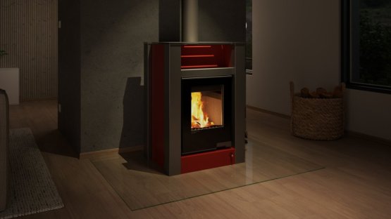 HS FLAMINGO Krbová kamna AQUAFLAM VARIO ® LEND 11/7kW červená, elektronická regulace