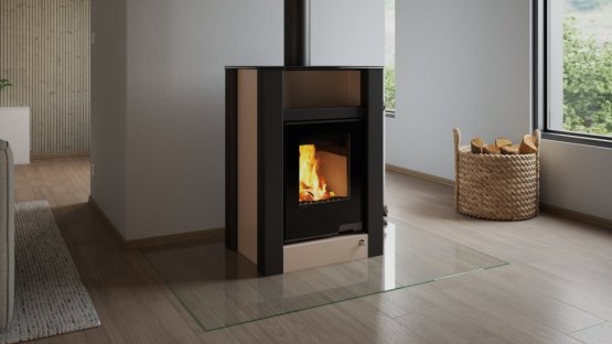 HS FLAMINGO Krbová kamna AQUAFLAM VARIO ® LEND 11/7kW krémová, elektronická regulace