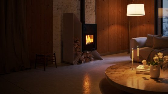 HS FLAMINGO Krbová kamna FLAMINGO DELUXE ® KAMPA levá, krémová