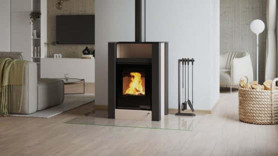HS FLAMINGO Krbová kamna AQUAFLAM VARIO ® LEND 11/7kW krémová, elektronická regulace