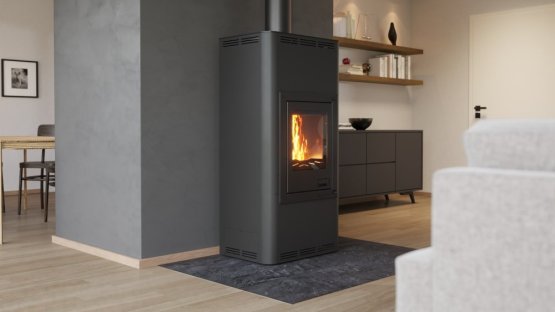 HS FLAMINGO Krbová kamna AQUAFLAM ® 7 s výměníkem - černá, automatická regulace