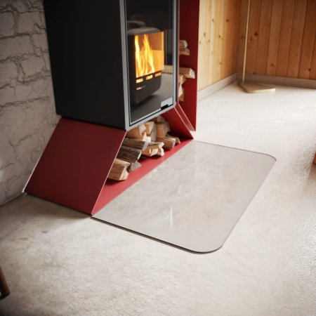 HS FLAMINGO Sklo pod kamna - Oblouk 1100x600 mm / 2xR100 / 6 mm