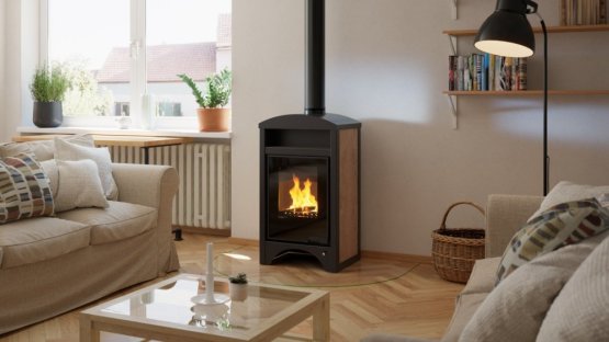 HS FLAMINGO Krbová kamna AQUAFLAM VARIO ® BARMA 11/7kW dlažba Bělený Dub, elektronická regulace