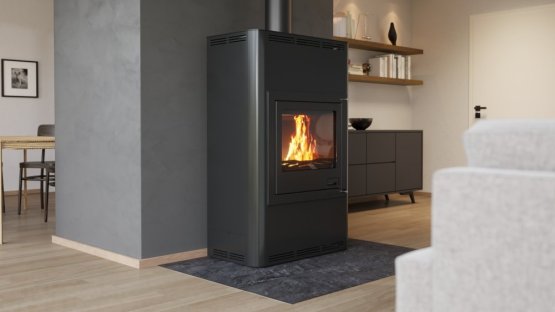 HS FLAMINGO Krbová kamna AQUAFLAM ® 25 s výměníkem - černá, manuální regulace