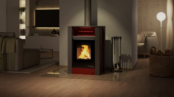 HS FLAMINGO Krbová kamna AQUAFLAM VARIO ® LEND 11/7kW červená, elektronická regulace