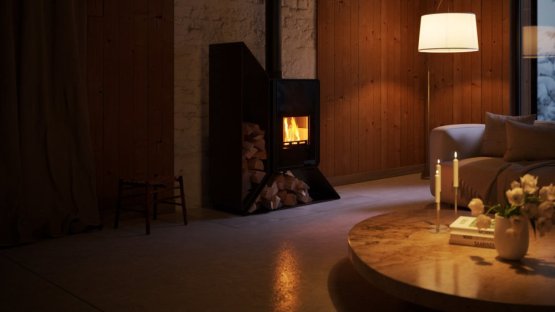 HS FLAMINGO Krbová kamna FLAMINGO DELUXE ® KAMPA levá, hnědá - sametová