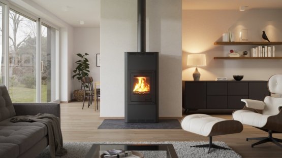 HS FLAMINGO Krbová kamna AQUAFLAM ® 7 s výměníkem - černá, automatická regulace