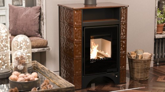 HS FLAMINGO Kachlová kamna AQUAFLAM VARIO ® PERU 11kW, kachle hnědá (teplovzdušná verze)