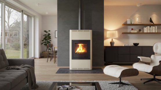 HS FLAMINGO Krbová kamna AQUAFLAM ® 17 s výměníkem - krémová, základní regulace