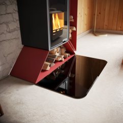 Sklo pod kamna - FLAMINGO Oblouk 1100x600 mm, černé, fazeta / 2xR100 / 6 mm