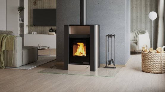 HS FLAMINGO Krbová kamna AQUAFLAM VARIO ® LEND 11/7kW krémová, elektronická regulace