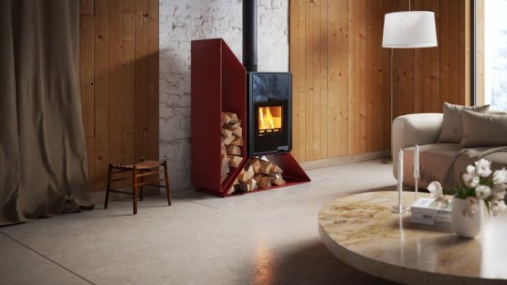 HS FLAMINGO Krbová kamna FLAMINGO DELUXE ® KAMPA levá, červená